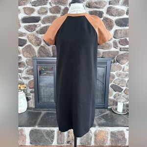 Ralph Lauren Black Label Silk Dress w/ Lambskin Sleeves - Size Large